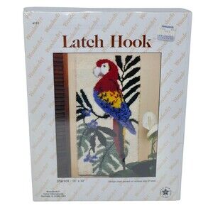 Caron WonderArt Latch Hook Rug Kit Wall Hanging Parrot 4111 SEALED